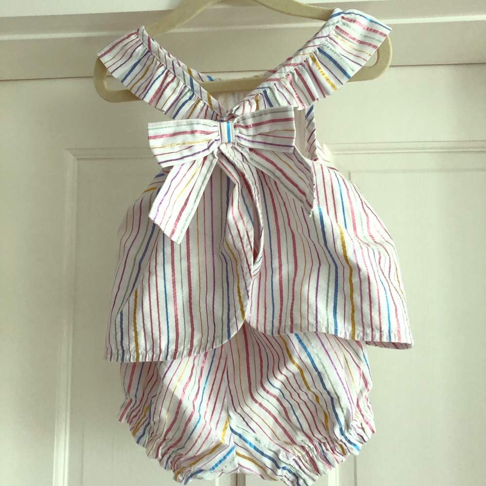 Hanna Andersson Striped Bow Set Size 70